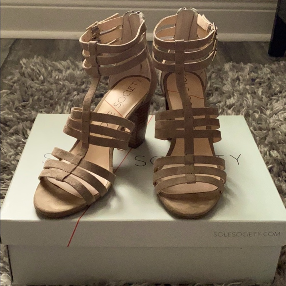 Sole Society Taupe Suede ‘So-Elise’ Strappy Sandal